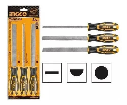 Juego De 3 Escofinas Para Madera Ingco Hktfw0308
