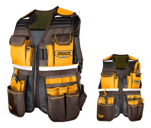 Chaleco Portaherramientas Ajustable C/17 Bolsillos Htvt09028 Naranja Claro
