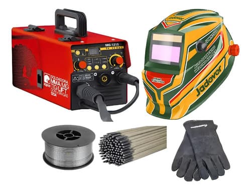 Soldadora Equus Mig Mma 120a C/gas Y S/gas + Careta + Guante Rojo