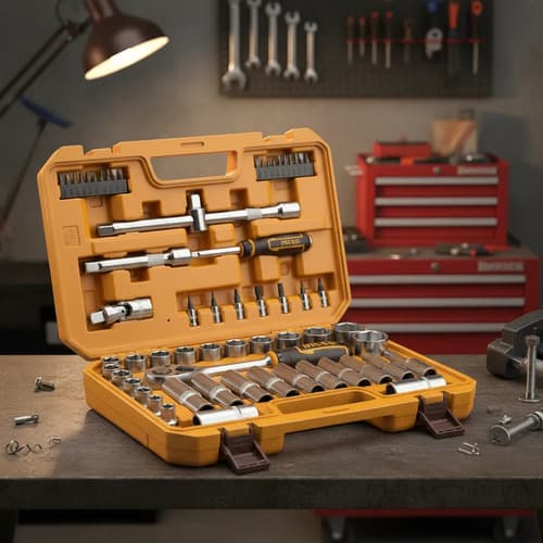Set De Herramientas Ingco 1/2 62pcs Dados Tubos Puntas Naranja Claro