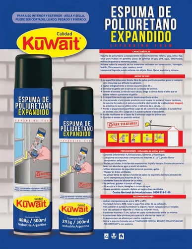 Pack 12 Espuma Poliuretano Spray Kuwait 500ml Para Madera Metal Yeso