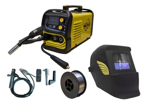 Soldadora Mig Mma Tig 130a, Suelda Sin Gas, Con Gas + Careta Amarillo