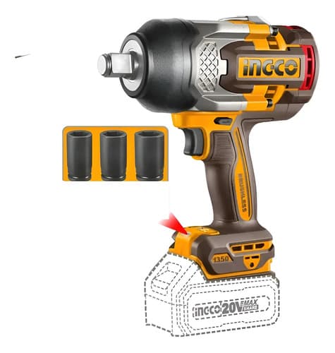 Llave De Impacto 1350nm Ingco  3/4  20v Sin Baterias Amarillo