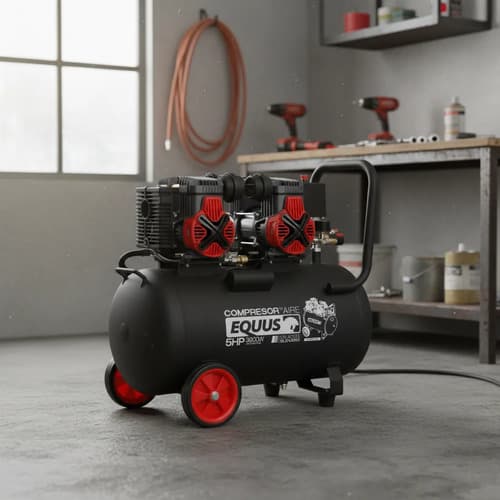 Compresor Sin Aceite Silencioso 5 Hp 100l Equus Monofasico Negro Monofásica