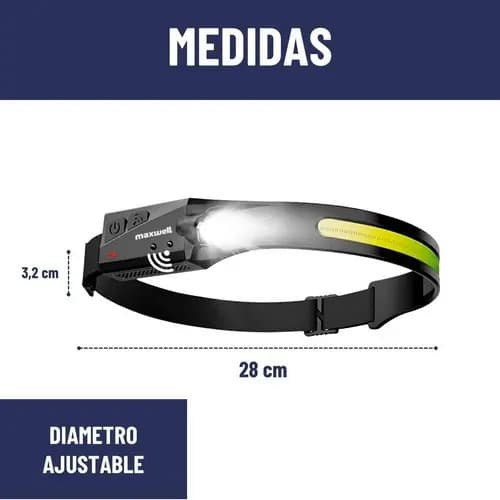 Linterna Frontal Luz Led Camping De Cabeza Maxwell Blanco Negro