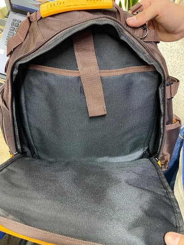 Maleta Espalda 45cm + 17 Bolsillos + Portahe Morral Maletin Color Marrón/naranja