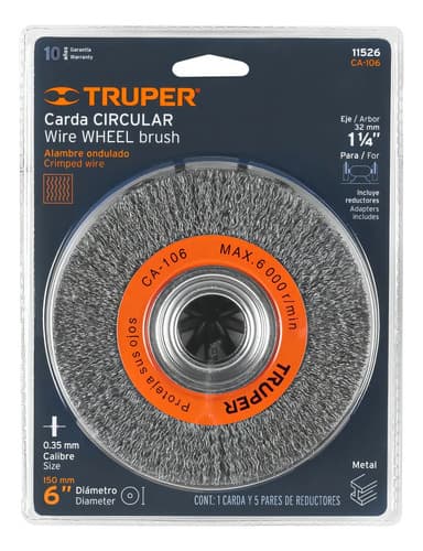 Cepillo Alambre Acero Amoladora Banco 6 Pulgada Truper 11526 Naranja