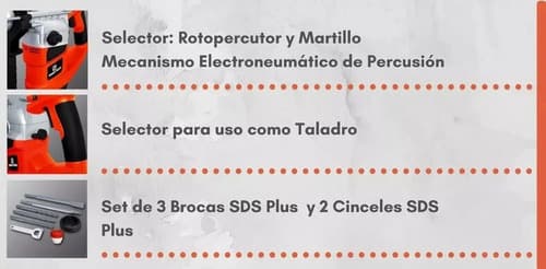 Rotomartillo Electroneumático Dowen Pagio Rm30p-2 Naranja Con 1100w De Potencia 3 Funciones 50