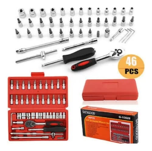 Juego Dados Chicharra Generac 46 Piezas Caja Herramientas Rojo