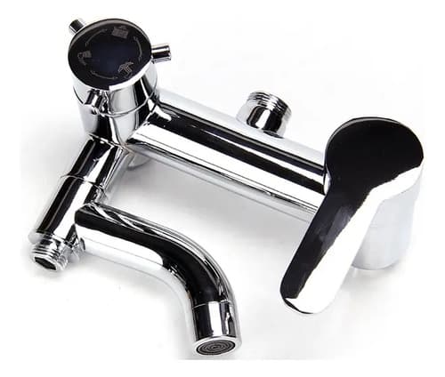 Monocomando Ducha Cromado Para Barral De Pared Plateado