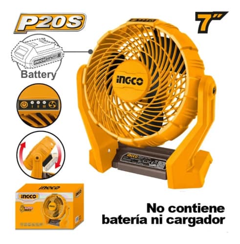 Ventilador Piso 3 Vel 7 Ingco Cfali2007 Estructura Amarillo Aspas Negras Diámetro 17.7 Cm Negro