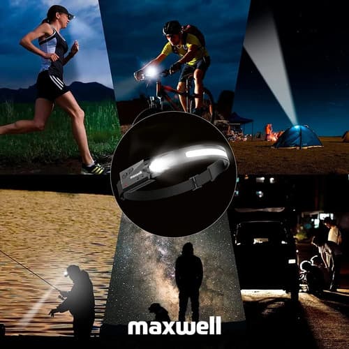 Linterna Frontal Luz Led Camping De Cabeza Maxwell Blanco Negro