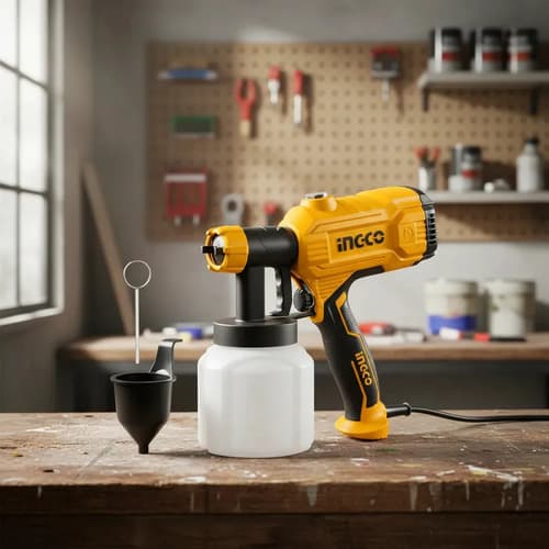 Pistola Eléctrica Para Pintar Succión Ingco Spg3508 De 800ml Color Naranja/negro 450w
