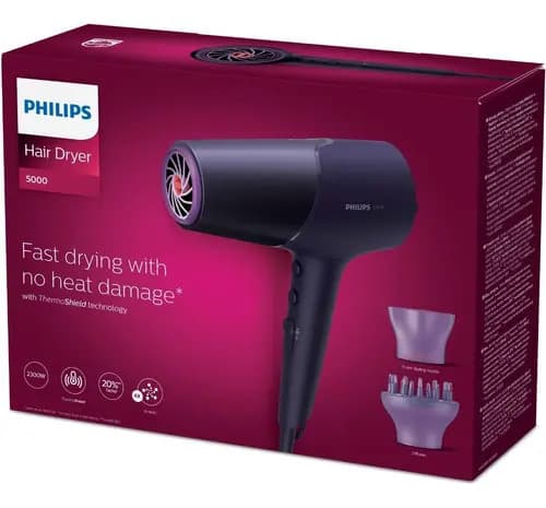 Secador De Pelo Philips 5000 Series Bhd514/00 Morado Y Metálico 220v - 240v Morado/metálico