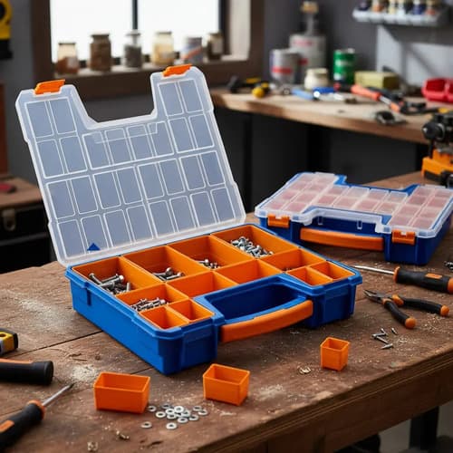 Organizador Tornillos Compartimientos Removibles 12 Wadfow Azul