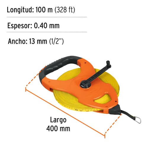 Cinta Metrica Truper 100 Metros Fibra De Vidrio Tfc-100me