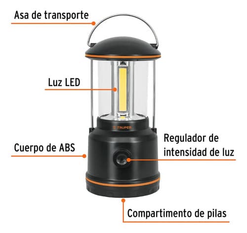 Linterna Farol Led Para Campamento Camping Truper 10760 Color Negro