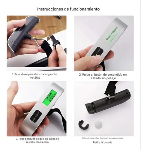 Balanza De Mano Digital Para Valija De 50 Kg Con Función Tara Gris