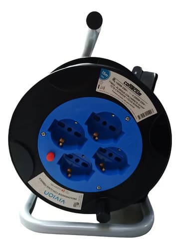 Alargue Eléctrico Enrollador Vivion 15m 4 Tomas Schuko 10a Protección