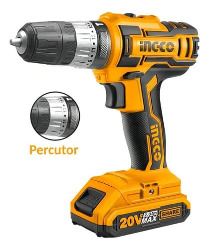 Taladro Atornillador 20v Percutor P20s Ingco Cidli200215 Color Amarillo/negro Frecuencia 50 Hz/60 Hz