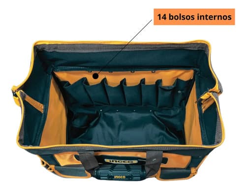 Bolsa De Herramientas Reforzada Ingco Con Ruedas Amarillo