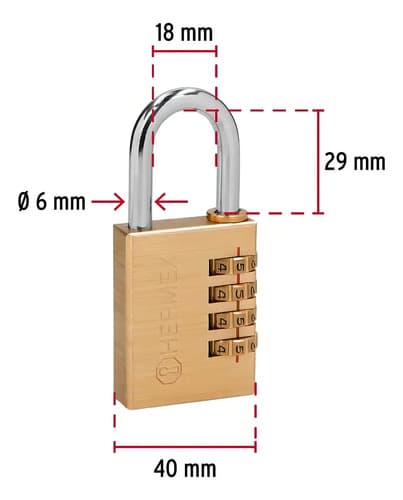 Candado De Latón 40 Mm De Combinación Hermex 43348 Color Dorado