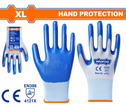 Guantes De Nitrilo Xl Recubierto Calibre 13 Wadfow Wgv2801 Azul