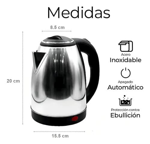 Jarra Eléctrica Scarlett Sc-20a 2l Acero Inoxidable Plateada Y Negra Plateado/negro