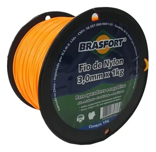 Hilo De Nailon Para Podar Césped Brasfort De 3 Mm X 1 Kg Naranja Amanecer