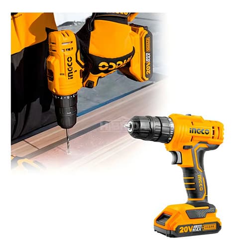 Kit Taladro + Atornillador De Impacto Inalambrico 20v Color Amarillo
