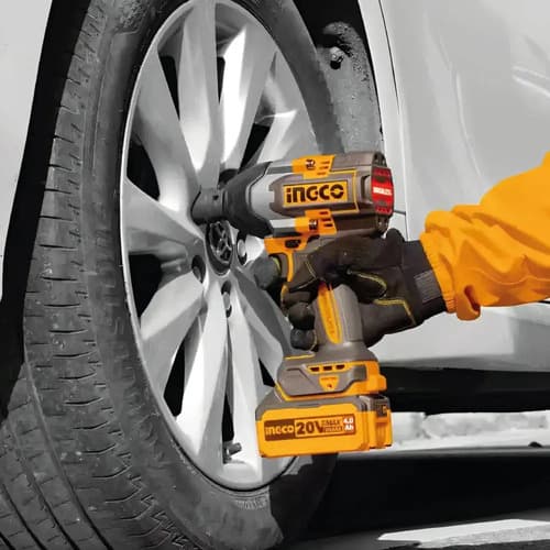 Combo Llave Impacto + Amoladora Bl Ingco 500nm X2 Bat 4 Ah Color Amarillo