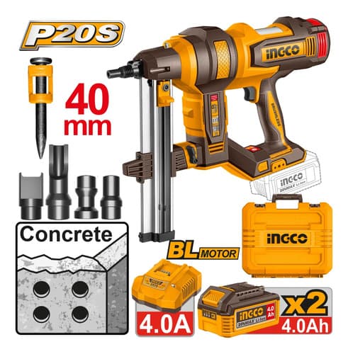 Clavadora P/concreto 20v 40mm Bl C/2 Bat 4.0 Ingco Ccnli9008
