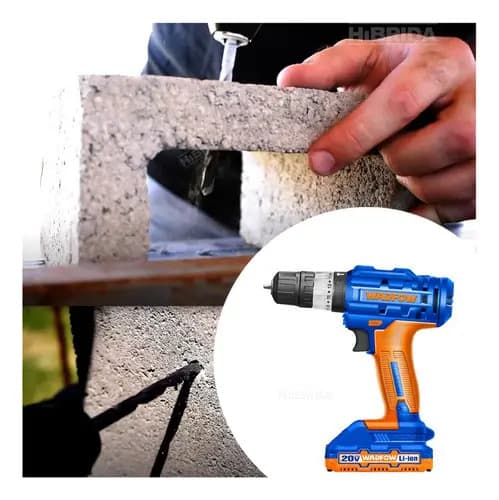 Taladro Atornillador Wadfow C/percutor + 2 Baterías 10mm Color Azul Azul Y Naranja