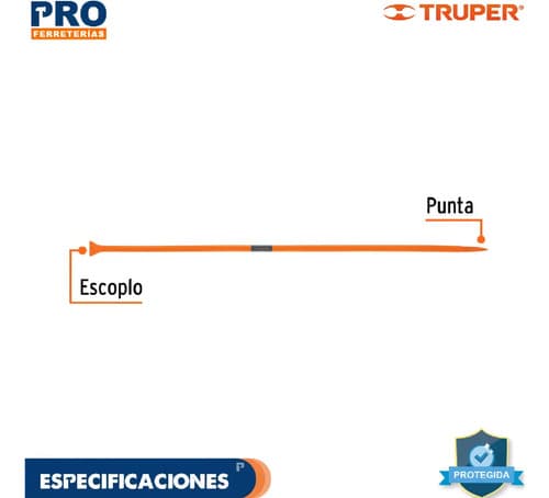 Barreta De Punta De 1 X 175 Cm, Escoplo Ancho Truper 10762