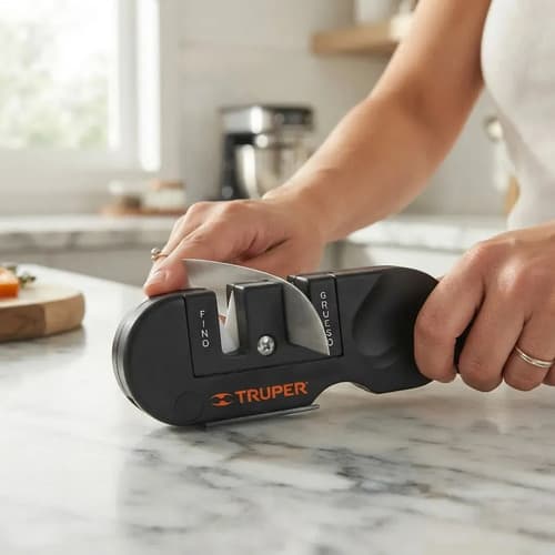 Afilador De Cuchillos Cuerpo Abs De Bolsillo Truper Afi-cum Negro