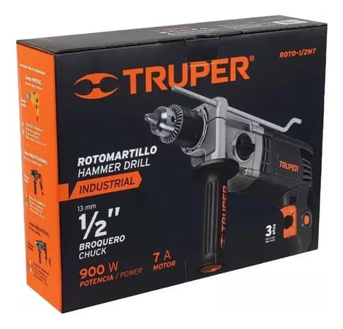 Taladro Industrial Rotomartillo Percutor 1/2'' Truper 900w Gris Oscuro 50/60