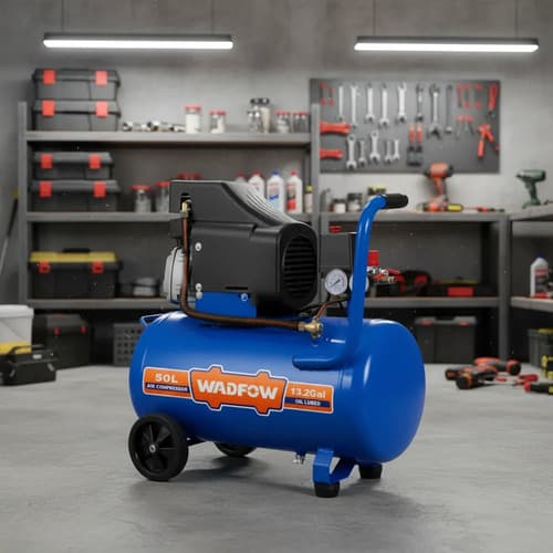Compresor 50 Litros 2.5hp Wadfow Doble Salida Aire Y Regulad Azul 50hz Monofásica