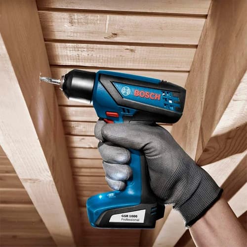 Taladro Atornillador Inalámbrico De 6mm Bosch Gsr 1000 Smart 12v + Accesorios Con Maletín De Transporte Azul