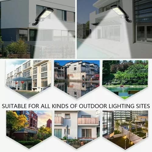 3 Lamparas Luz Foco Solar 240 Led Exterior Con Sensor Negro