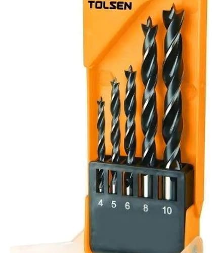 Set Mechas Para Madera Tolsen 4-5-6-8-10mm De Acero 5 Piezas