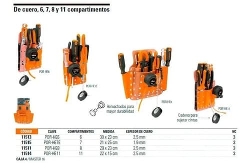 Porta Herramientas 7 Comp. Economica Truper 11515 Naranja