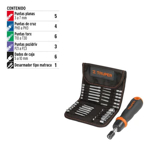 Juego De Desarmador Tipo Matraca, 26 Piezas Y Estuche
