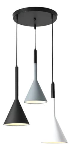 Lámpara Colgante Techo Cónica 3 Luces E27 Metal 90 Cm