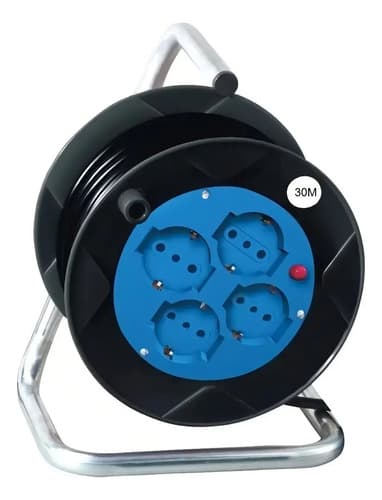 Alargue Electraline 30m Enrollador 4 Schuko 16a Protección Sobrecarga