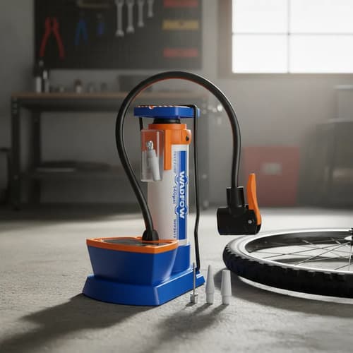 Inflador De Pie Con Manometro Bar/psi Wadfow Wpp2510 Azul