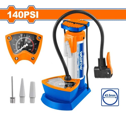 Inflador De Pie Con Manometro Bar/psi Wadfow Wpp2510 Azul