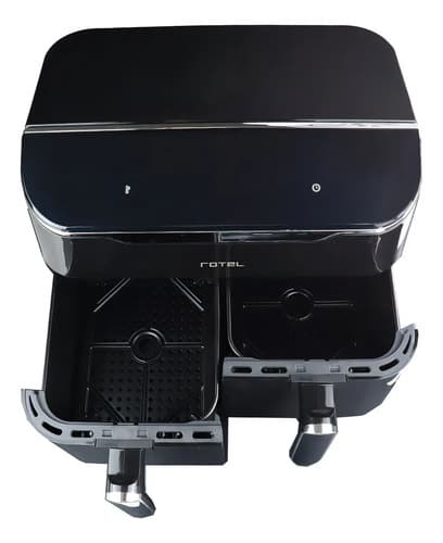 Freidora Sin Aceite Air Fryer Rotel Dual Canastos 4 + 4 Lt Color Negro
