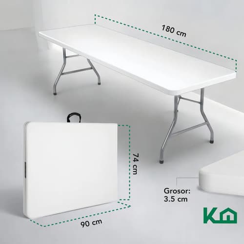 Mesa Plegable 1.80 Mts Portatil Portafolio Eventos Jardin Color Blanco