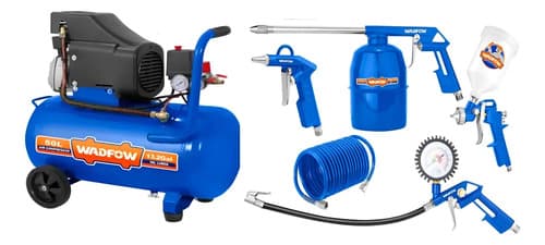 Compresor De Aire Ingco 50 Litros 2.5hp Mas Kit 5 Piesas.hnt Anaranjado Monofásica