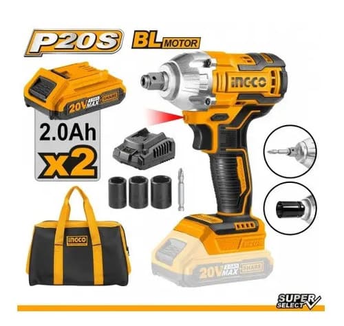 Llave De Impacto/atornillador, 2 En 1, Ingco Ciwli20208 Amarillo Y Negro